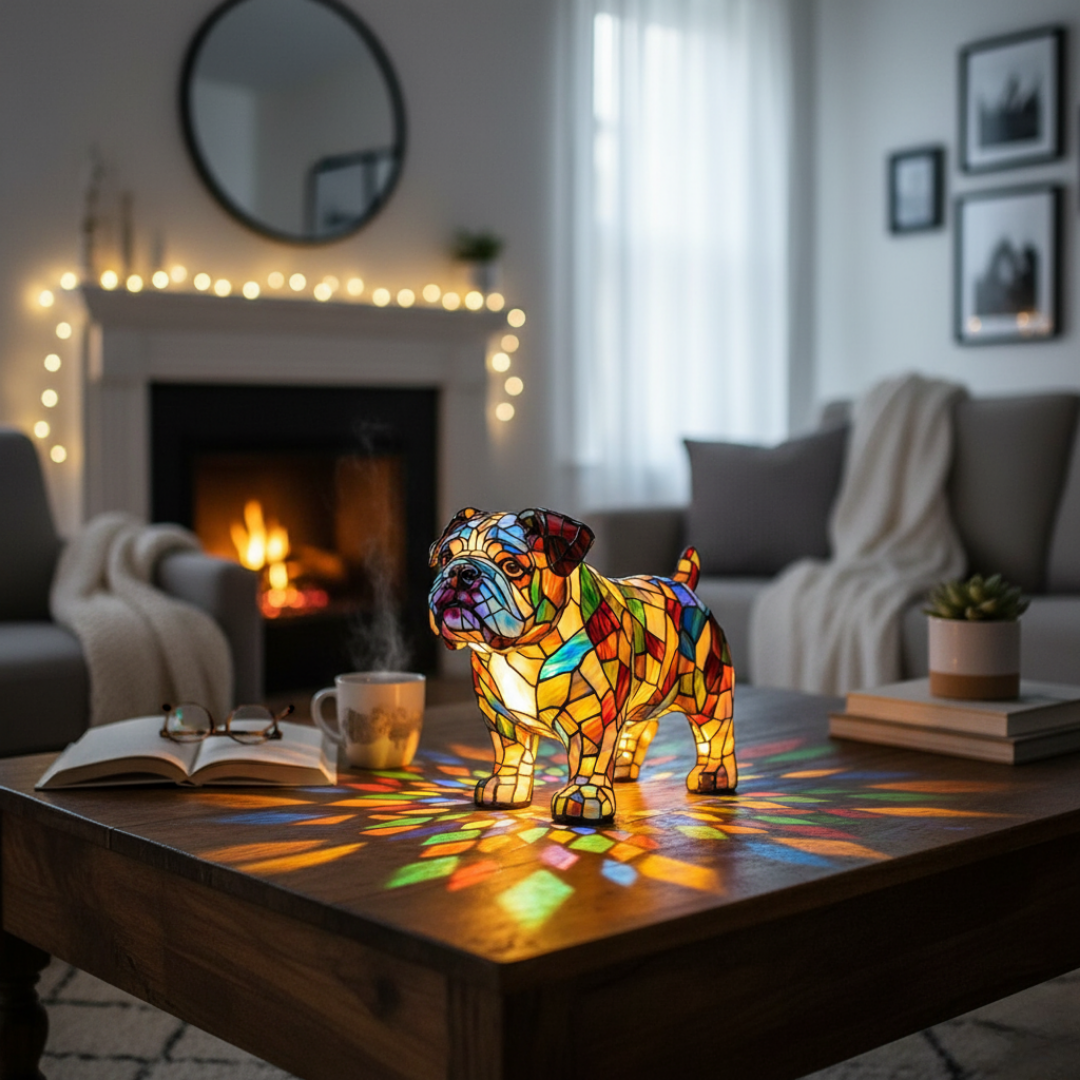 Lampada Artigianale – Bulldog Serenade, Keeper of Warm Hearthlight