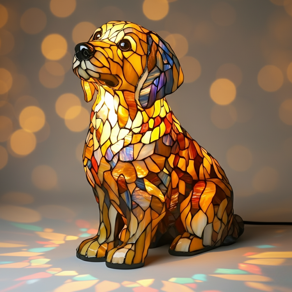 Lampada Artigianale – Golden Retriever Figurine in Spiritual Style