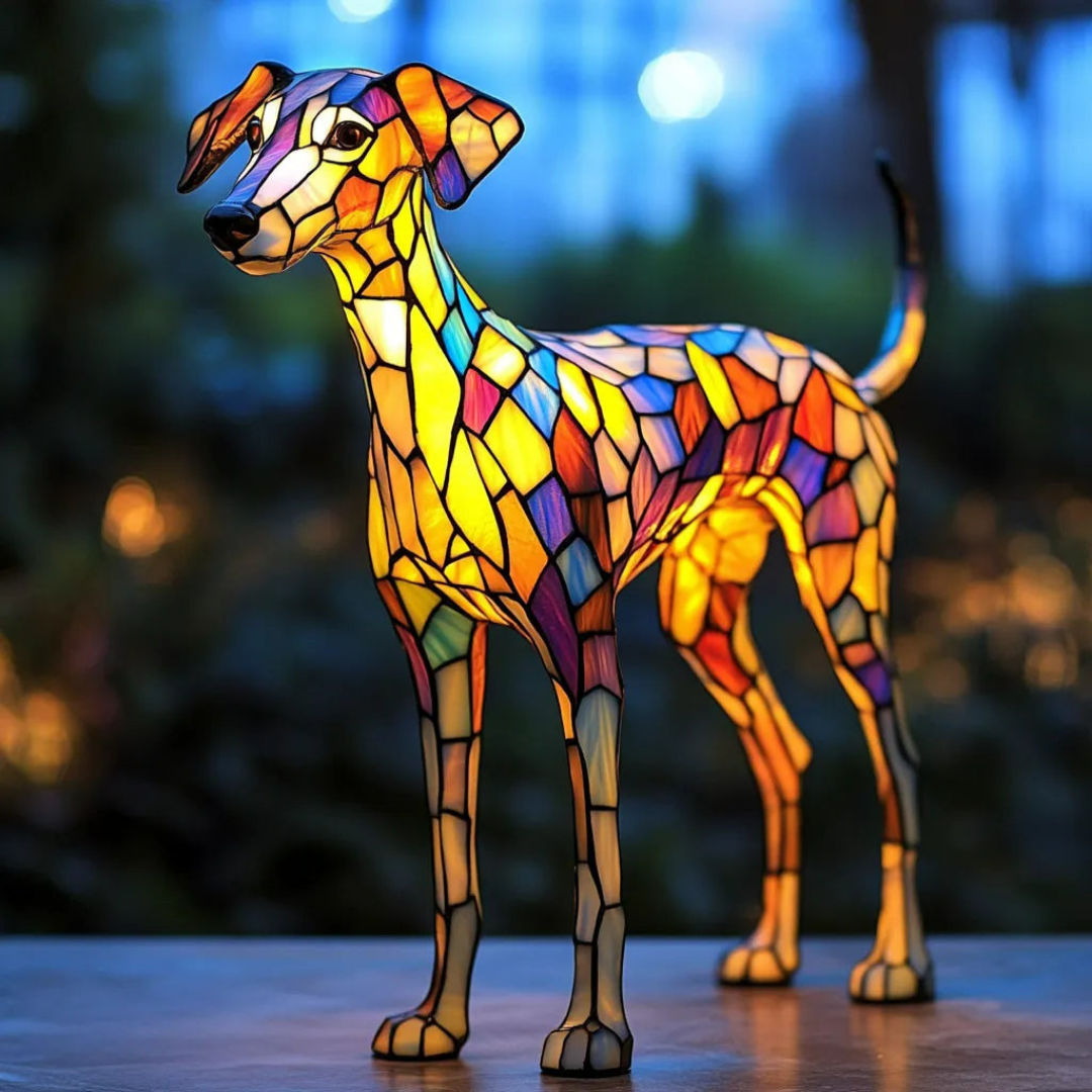 Lampada Artigianale – Whippet-Inspired Stained Glass Lamp